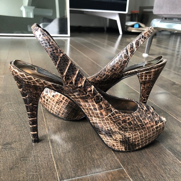 Steven By Steve Madden Shoes - Gorgeous Snake Skin Sexy Open Toe Leather Pumps